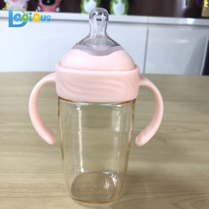 Újszülött BPA szabad PPSU tápláló palack 240ML-es bébi palack Egyéni logó Baba tej üveg fogantyúval